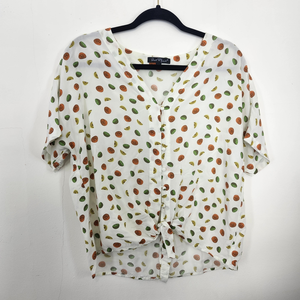 Fruit Print White Blouse by Velvet Heart
